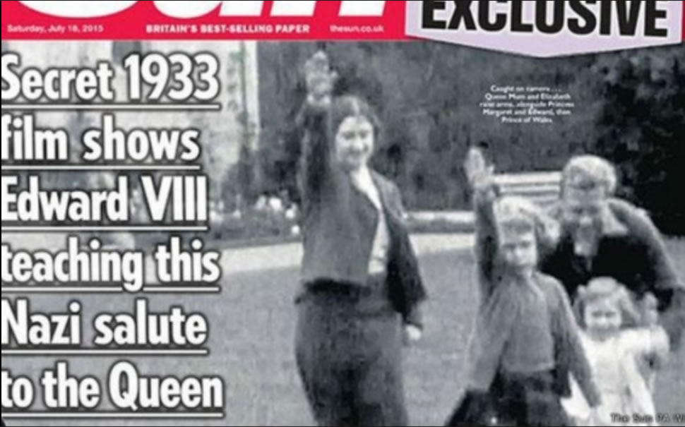 А на этом снимке будущая королева Великобритании Елизавета II делает фашисткое приветствие