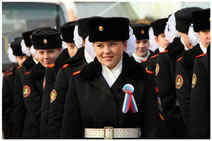 Воспитанницы женского кадетского корпуса на Красной площади