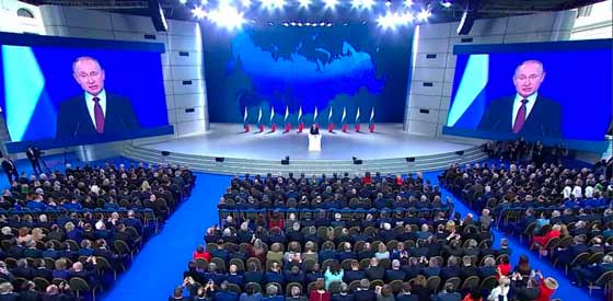 Речь Президента России Владимира Путина на ежегодном послании Федеральному Собранию 20 февраля 2019 года.