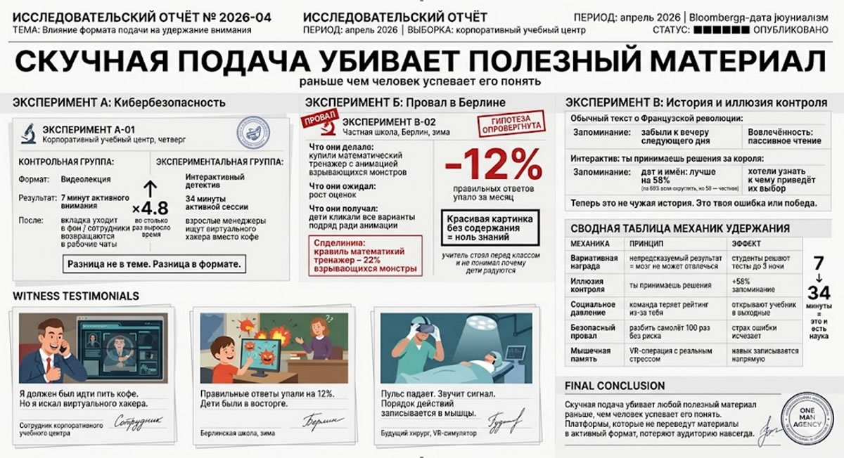 Скучная подача снижает эффективность обучения