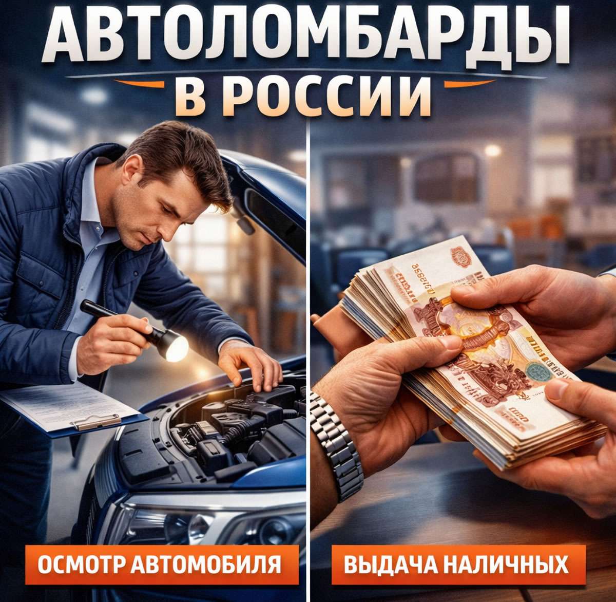 Осмотр автомобиля в Автоломбарде и выдача денег