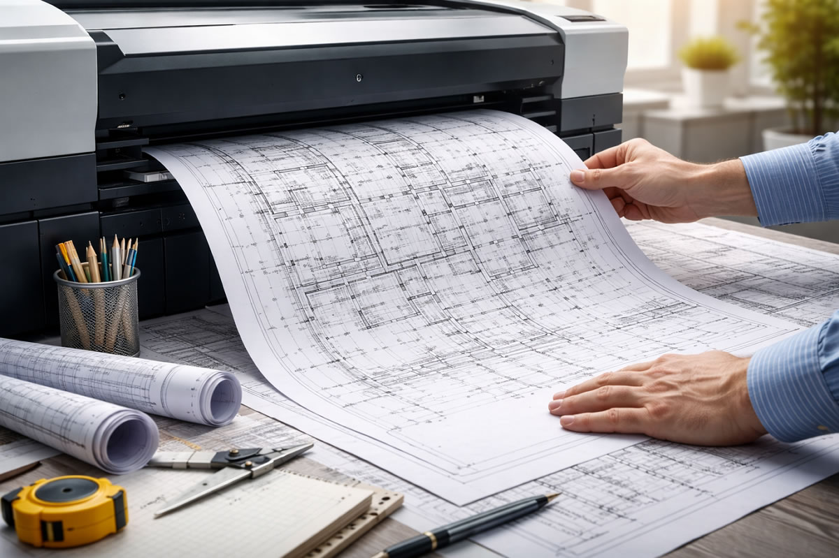 Копирование чертежа на широкоформатном принтере
