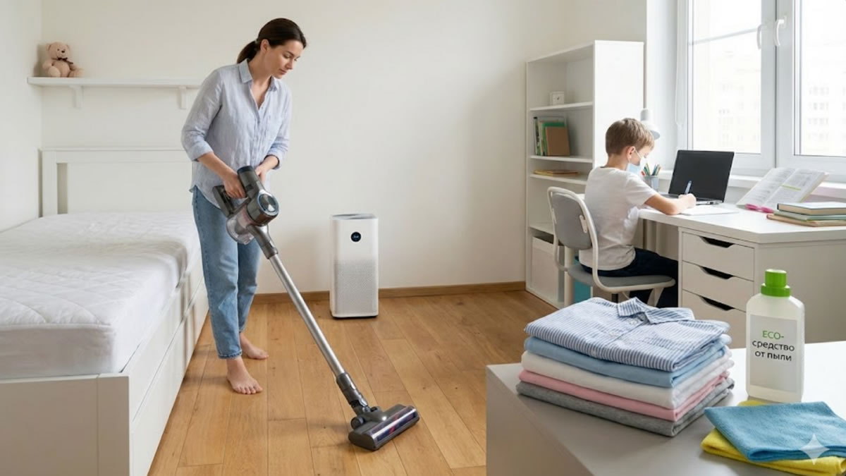 Эко-уборка детской комнаты школьника: борьба с пылью и аллергенами
