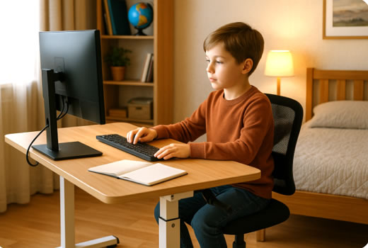 Правильная посадка школьника за компьютером позволит сохранить его здоровье