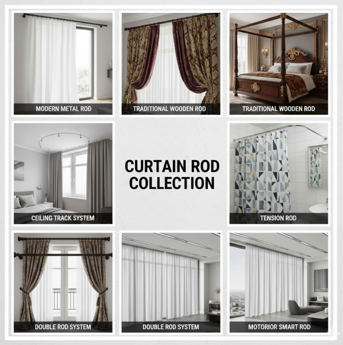 Разного вида конструкции карнизов под шторы