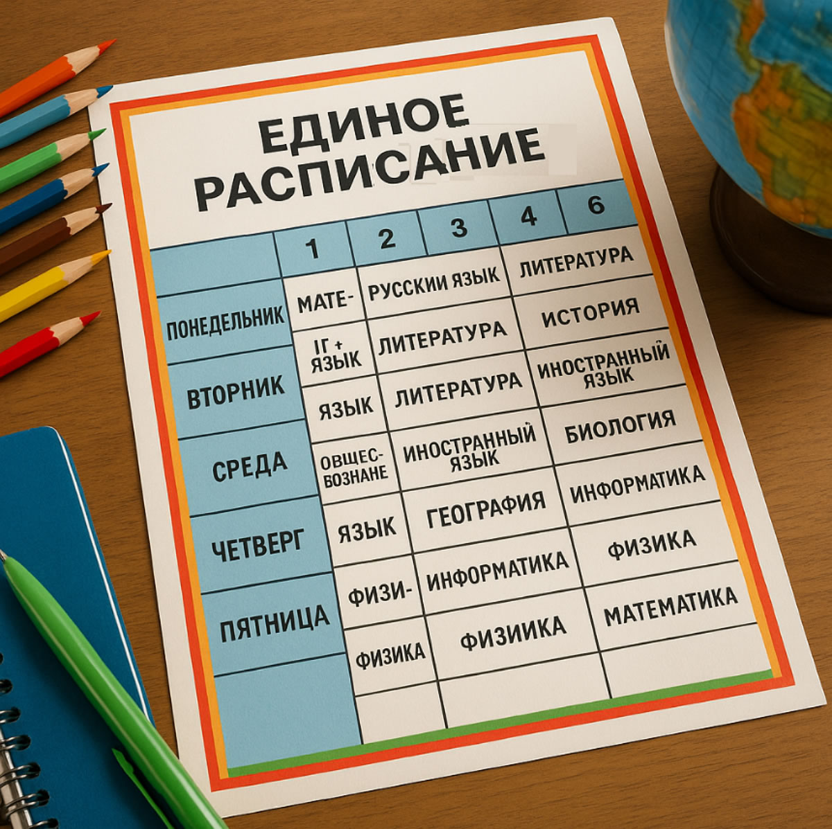 Единое расписание для  всех школ