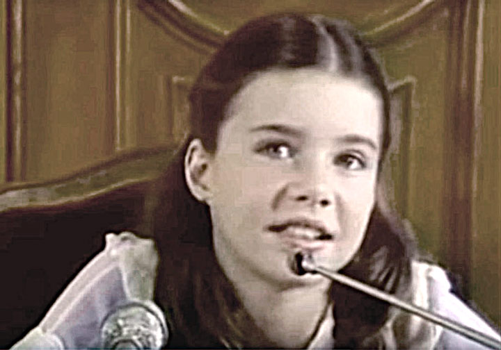 * Саманта Смит на последней перед отъездом из СССР пресс-конференции в Москве (1983 год)